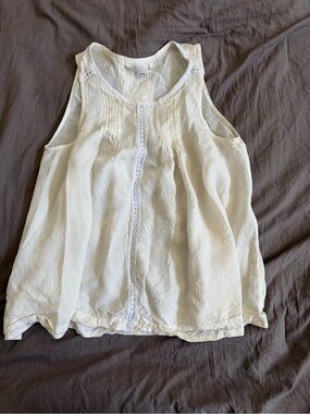 Max Studio Cream Lace-Trim Sleeveless Blouse